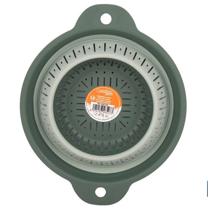 Escurridor plegable con asas y capacidad para 1,8 litros | Color: verde | Ahorro de espacio | Ideal para frutas, verduras y pasta