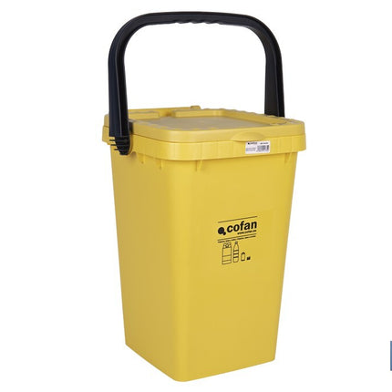 Contenedor de reciclaje amarillo | Cubo para residuos de plásticos y envases | Capacidad 25 litros
