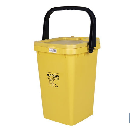 Contenedor de reciclaje amarillo | Cubo para residuos de plásticos y envases | Capacidad 25 litros