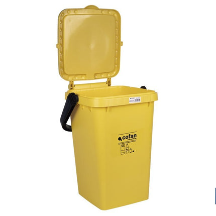 Contenedor de reciclaje amarillo | Cubo para residuos de plásticos y envases | Capacidad 25 litros