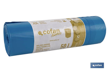 Bolsas de basura perfumadas con autocierre en color azul | Medidas de 70 x 70 cm y galga de 120
