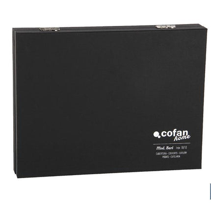 Cubertería | Modelo Bari | Fabricado en Acero Inox 18/0 | Juego de 24 pcs | Incluye estuche negro de madera