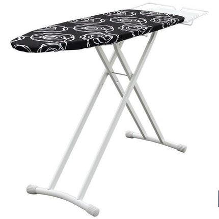 Tabla de planchar en color negro con flores blancas | Medida plegada: 161 cm x 44,5 cm x 10 cm