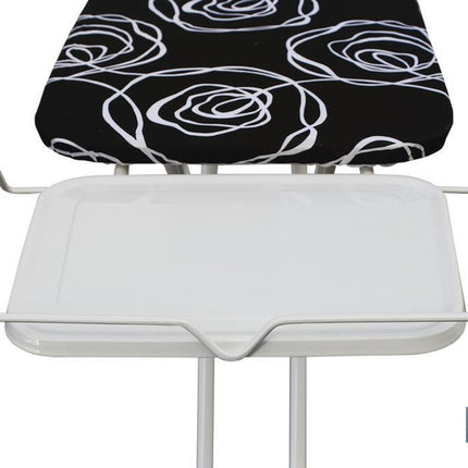 Tabla de planchar en color negro con flores blancas | Medida plegada: 161 cm x 44,5 cm x 10 cm