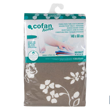 Funda para Tabla de Planchar Acolchada de Algodón | Medidas: 140 x 60 cm | Estampado Gris con Flores