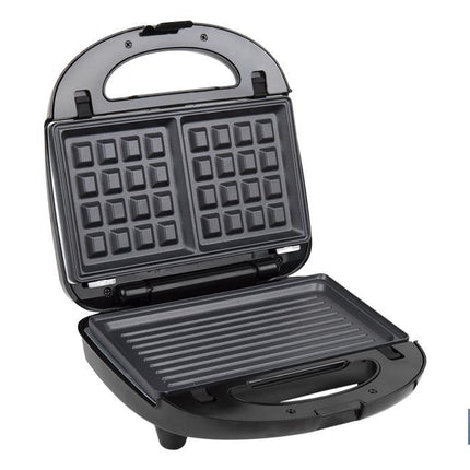 Sandwichera multiusos | Placas intercambiables para grill, gofres y sándwiches | Revestimiento antiadherente | Potencia: 750 W