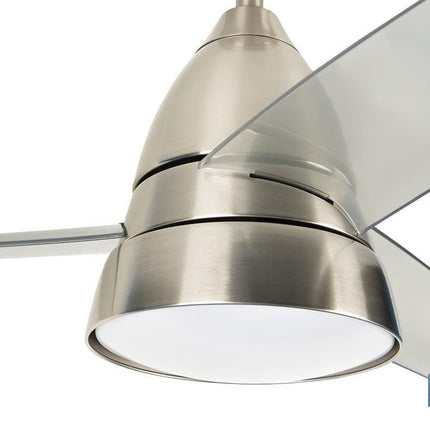 Ventilador de techo de 3 aspas con acabado en acero y con luz led | Motor DC (bajo consumo) y potencia de 55 W