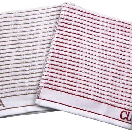 Pack de 2 paños de cocina | Medida 50 x 50 cm | Color Blanco con rayas | Modelo Syrah