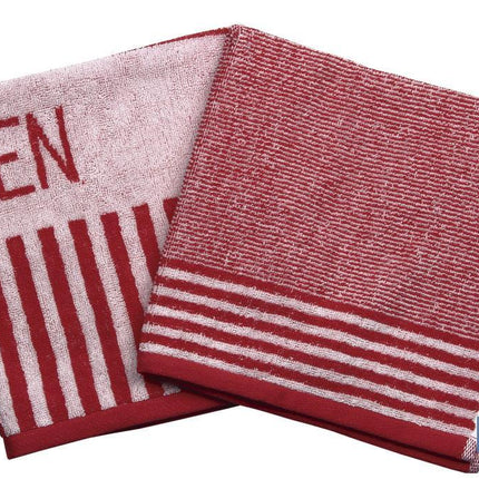 Pack de 2 paños de cocina | Medida 50 x 50 cm | Color rojo y blanco | Modelo Cabernet