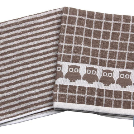 Pack de 2 paños de cocina | Medida 50 x 50 cm | Color tostado con estampado | Modelo Garnacha