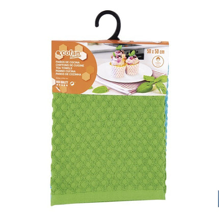 Pack de 2 paños de cocina | Medida 50 x 50 cm | Color verde y azul | Modelo Merlot
