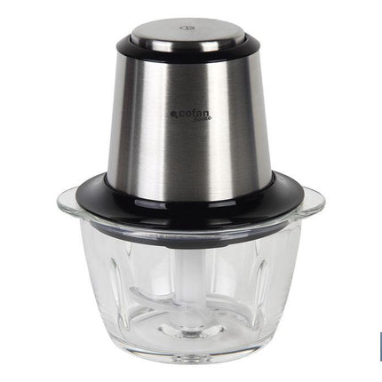 Picadora Eléctrica | Modelo Olvera | Fabricada en Acero Inoxidable y Cuerpo de Cristal | 400 W | Capacidad 1,2 L