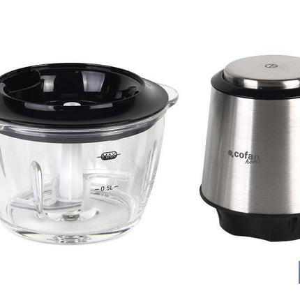Picadora Eléctrica | Modelo Olvera | Fabricada en Acero Inoxidable y Cuerpo de Cristal | 400 W | Capacidad 1,2 L