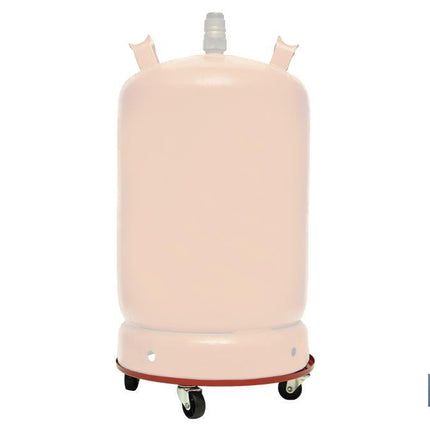 Soporte metálico con 4 ruedas para Bombona de Butano | Resistente hasta 50 kg | Porta bombonas en color rojo