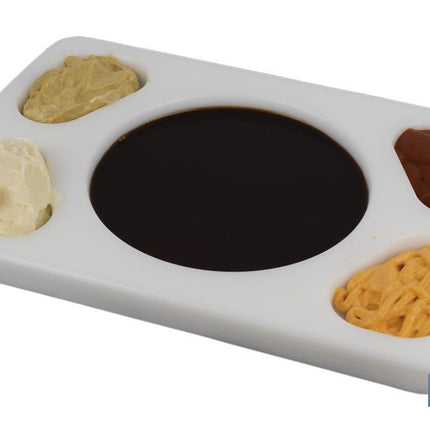 Tabla Salsera para 5 Salsas | Medida 30 x 20 x 1,5 cm | Color Blanco