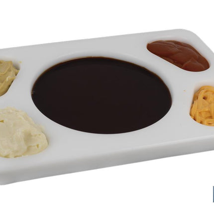Tabla Salsera para 5 Salsas | Medida 30 x 20 x 1,5 cm | Color Blanco