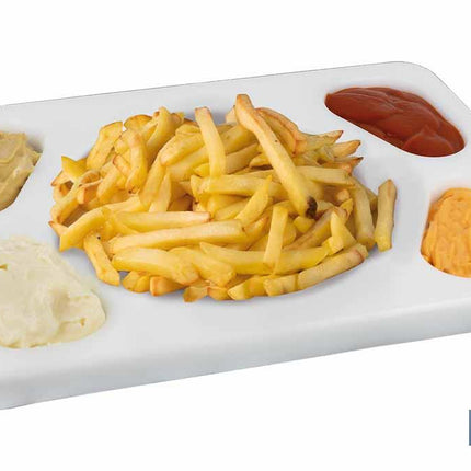 Tabla Salsera para 5 Salsas | Medida 30 x 20 x 1,5 cm | Color Blanco