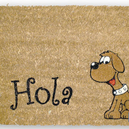 Felpudo de coco floqueado con diseño de Hola perro