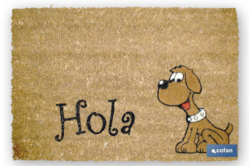 Felpudo de coco floqueado con diseño de Hola perro