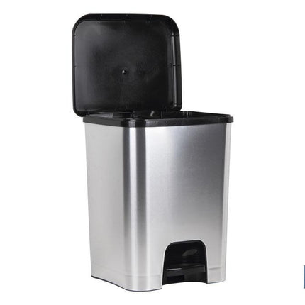 Cubo de basura con pedal Class metalizado | Con capacidad para 26 litros | Color gris y negro