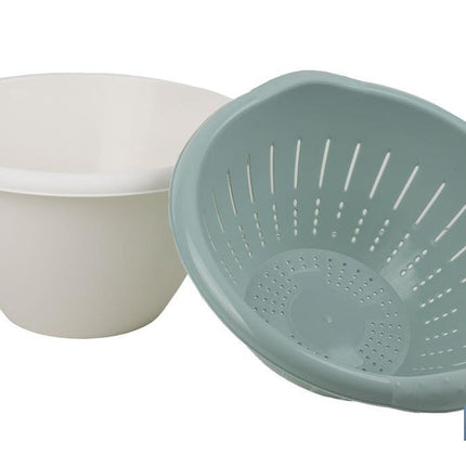 Set de Ensaladera y Escurridor de Verduras | Color: blanco y verde | Medida: 30 x 19 cm