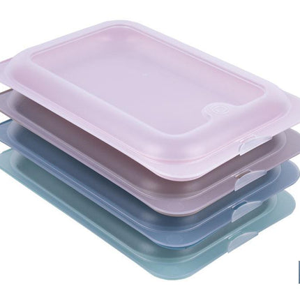 Pack de 4 fiambreras portaembutidos apilables | Tapa transparente | Conservación de alimentos | Medidas: 25 x 17 x 3 cm
