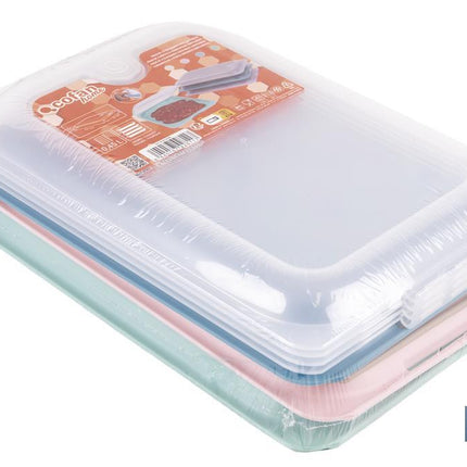 Pack de 4 fiambreras portaembutidos apilables | Tapa transparente | Conservación de alimentos | Medidas: 25 x 17 x 3 cm