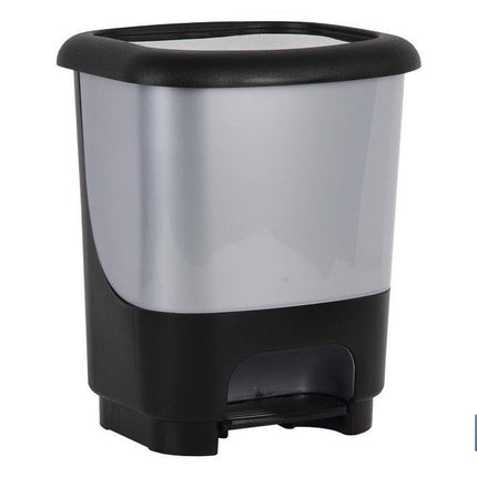 Cubo de basura con pedal Class rígido y resistente | Con capacidad para 10 litros | Color gris y negro