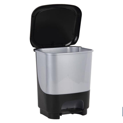 Cubo de basura con pedal Class rígido y resistente | Con capacidad para 10 litros | Color gris y negro