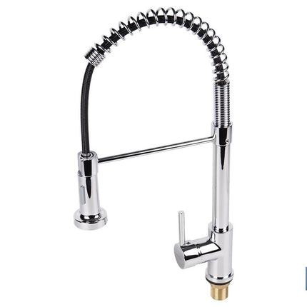 Grifo de cocina monomando con rociador | Caño giratorio 360° | Cuerpo de latón | Medidas: ø5 x 48 x 22 cm | Disponible en acabado cromado