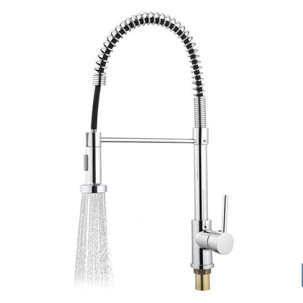 Grifo de cocina monomando con rociador | Caño giratorio 360° | Cuerpo de latón | Medidas: ø5 x 48 x 22 cm | Disponible en acabado cromado