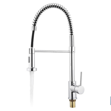 Grifo de cocina monomando con rociador | Caño giratorio 360° | Cuerpo de latón | Medidas: ø5 x 48 x 22 cm | Disponible en acabado cromado
