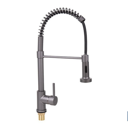 Grifo de cocina monomando con rociador | Caño giratorio 360° | Cuerpo de latón | Medidas: ø5 x 48 x 22 cm | Disponible en gris antracita metalizado