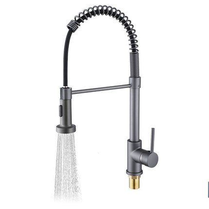 Grifo de cocina monomando con rociador | Caño giratorio 360° | Cuerpo de latón | Medidas: ø5 x 48 x 22 cm | Disponible en gris antracita metalizado