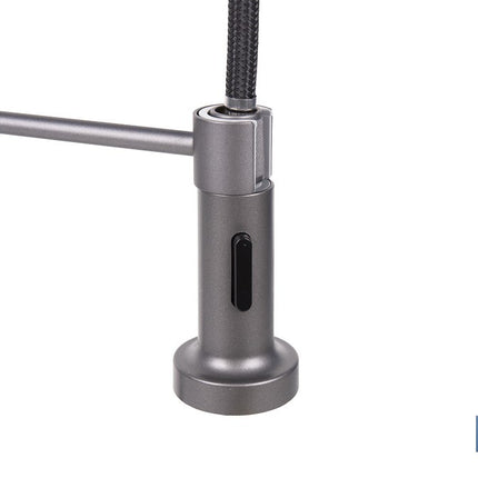 Grifo de cocina monomando con rociador | Caño giratorio 360° | Cuerpo de latón | Medidas: ø5 x 48 x 22 cm | Disponible en gris antracita metalizado