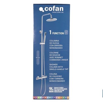 Columna de ducha con grifería monomando | 1 función | Incluye: 5 Piezas | Fabricado en ABS Cromado