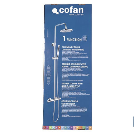 Columna de ducha con grifería monomando | 1 función | Incluye: 5 Piezas | Fabricado en ABS Cromado