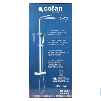 Columna de Ducha con Grifo Monomando | Diseño de Cabezal Cuadrado | Regulable en Altura