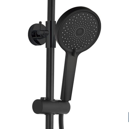 Columna de Ducha Extensible con Grifo Termostático | Grifería con acabado Negro Mate