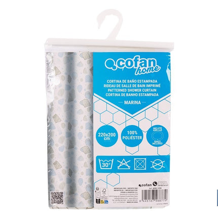 Cortina de baño impermeable con motivos marinos para ducha | Secado rápido, lavable, incluye anillas | Medidas: 220 x 200 cm
