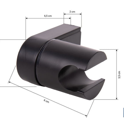 Soporte de ducha para pared | Material: ABS resistente | Soporte ajustable | Medidas: 4 x 6 x 6,5 cm | Disponible en acabado negro