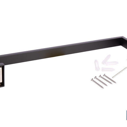 Toallero de baño negro mate | Material: acero inoxidable | Diseño cuadrado | Kit de fijación incluido | Medidas: 45 x 8 x 5,5 cm