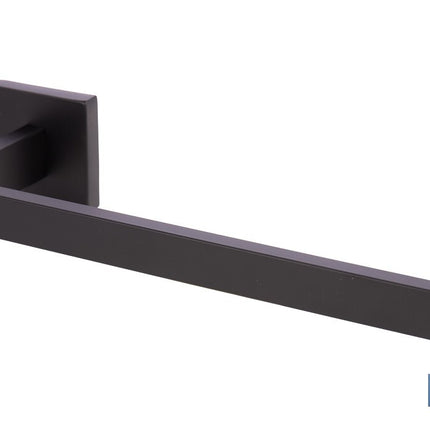 Toallero de baño negro mate | Material: acero inoxidable | Diseño cuadrado | Kit de fijación incluido | Medidas: 27 x 8 x 5,5 cm