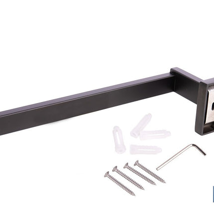 Toallero de baño negro mate | Material: acero inoxidable | Diseño cuadrado | Kit de fijación incluido | Medidas: 27 x 8 x 5,5 cm