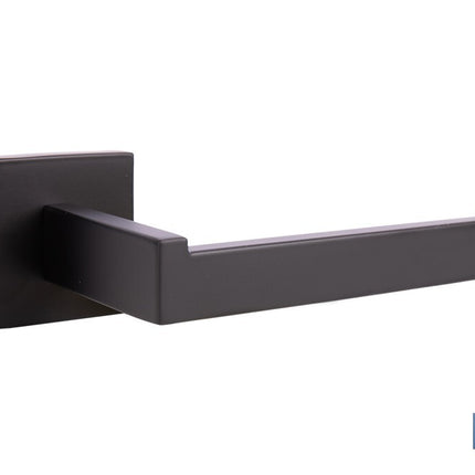 Portarrollos negro mate | Material: acero inoxidable | Diseño cuadrado | Kit de fijación incluido | Medidas: 16 x 8 x 5,5 cm