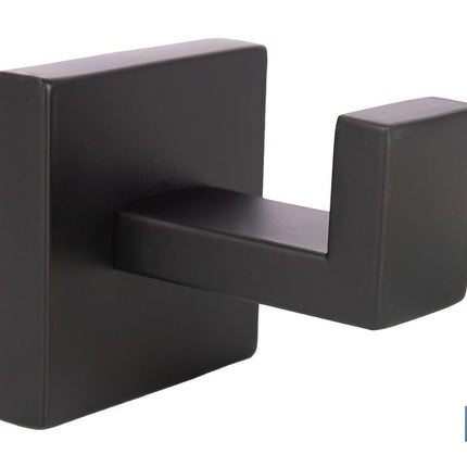 Percha negra mate | Material: acero inoxidable | Diseño cuadrado | Kit de fijación incluido | Medidas: 5,5 x 6 x 5,5 cm