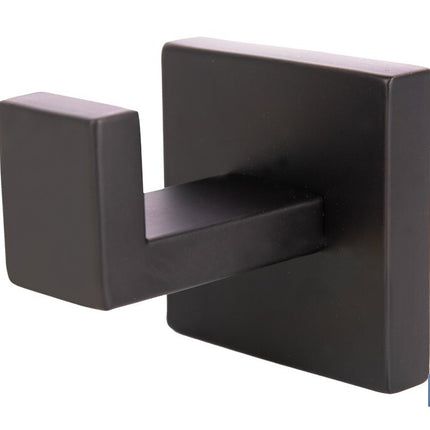 Percha negra mate | Material: acero inoxidable | Diseño cuadrado | Kit de fijación incluido | Medidas: 5,5 x 6 x 5,5 cm