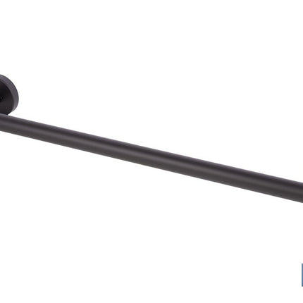 Toallero negro mate | Material: acero inoxidable | Diseño redondo | Kit de fijación incluido | Medidas: 45 x 8 x 5 cm