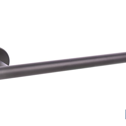 Toallero negro mate | Material: acero inoxidable | Diseño redondo | Kit de fijación incluido | Medidas: 28 x 8 x 5 cm