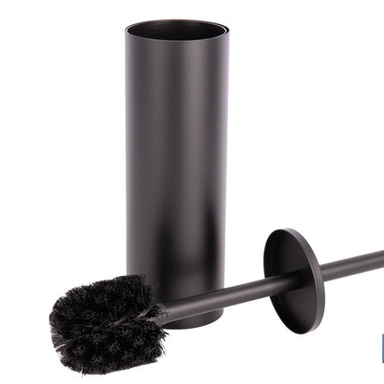 Escobillero de baño negro mate | Material: acero inoxidable | Diseño redondo | Medidas: 9,1 x 9,1 x 39 cm